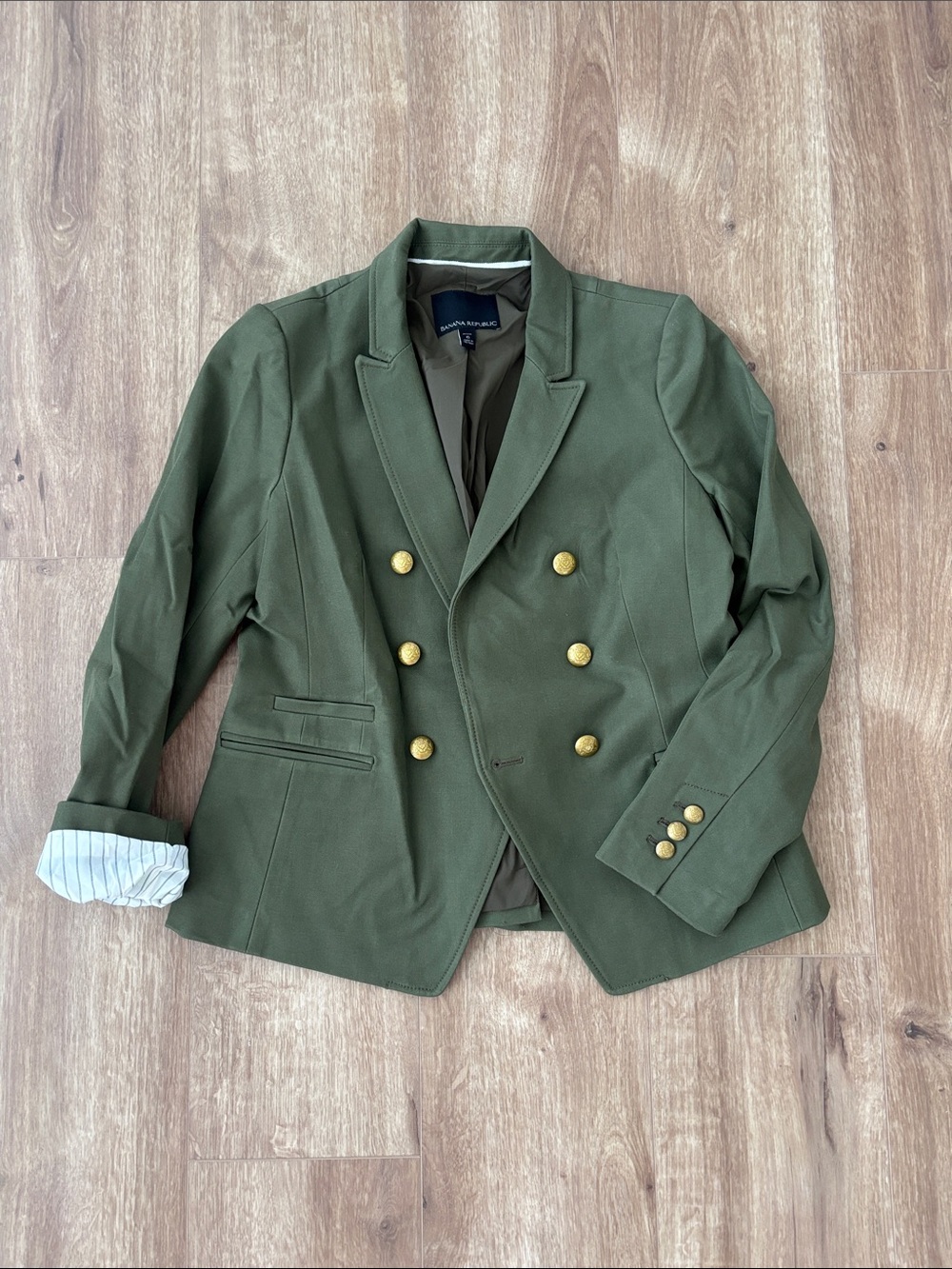 Banana Republic Double-Breasted Olive Green Blazer Jacket